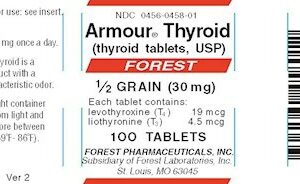 Armour Thyroid 1/2 Grain (30 mg) tablets - Btl/100