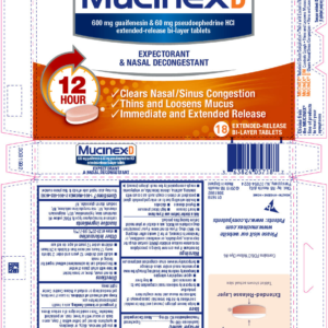Mucinex D Regular Strength (60mg PSE) tablets - 18ct (LC)