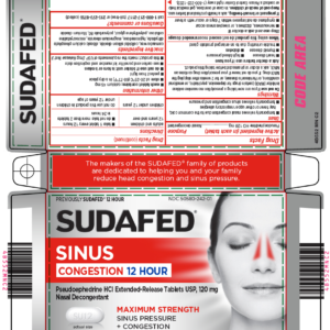 Sudafed Sinus Congestion 12HR (120mg PSE) caplets - 10ct (LC)