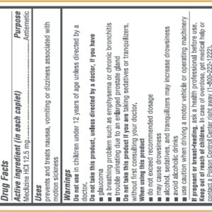 Meclizine 12.5mg Antiemetic Caplets - 100ct