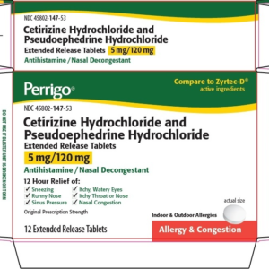 Cetirizine/Pseudoephedrine 5 mg/120 mg ER tablets - 24/pack (LC)