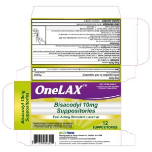 Onelax Bisacodyl 10 mg Suppositories - 12 ct
