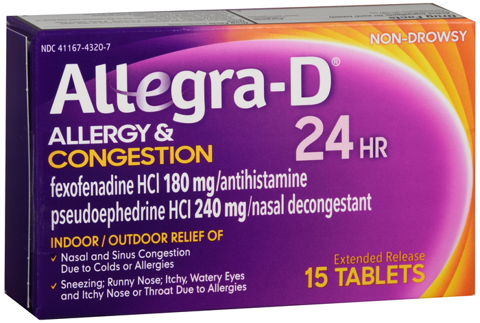 Allegra D 24HR 180mg tablets - 15/ct (LC)