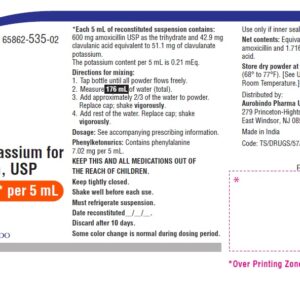 Amoxicillin/Clavulanate Susp. 600/42.9 mg per 5 mL Powder 125 ml