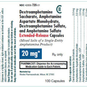 Amphetamine Mixed Salts 20 mg ER Capsules - 100ct (C-II) (CSA 1100)