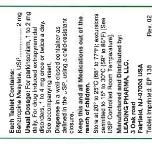 Benztropine 2 mg tablets - 100/btl
