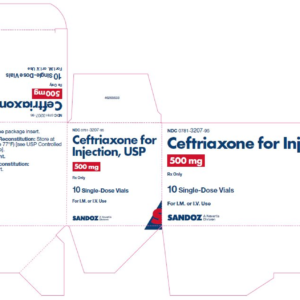 Ceftriaxone 500 mg SDV