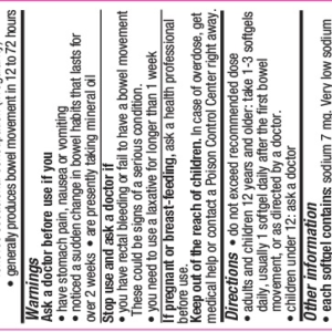 Docusate Stool Softener 100 mg Softgels - 100/bottle