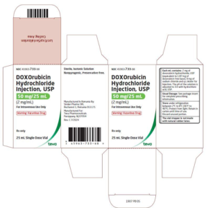 Doxorubicin 50 mg/25 mL vial (Refrigerate)