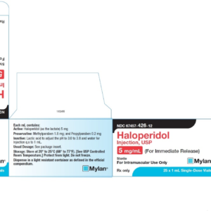 Haloperidol 5 mg/ml - 1 ml SDV - 25/pk