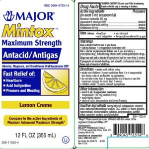 Mintox (Maalox) Max Strength Liquid Lemon - 12 oz