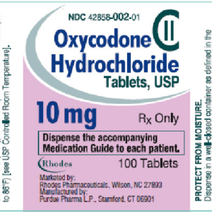 Oxycodone 10 mg tablets - 100/btl (C-II) (CSA9143)