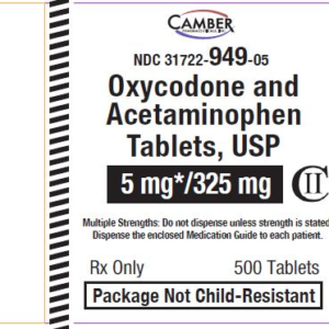 Oxycodone/APAP 5/325 mg tablets - 500/btl (C-II) (CSA 9143)