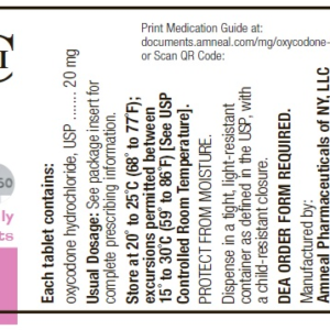 Oxycodone 20 mg tablets - 100/btl (C-II) (CSA9143)