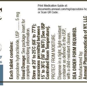 Oxycodone HCl 5 mg tablets - 100/btl (C-II)