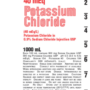 Potassium Cl 40 mEq/NS 1000 ml - 14/case..2B1984X