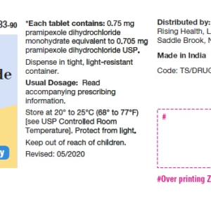 Pramipexole Dihydrochloride 0.75 mg tablets - 90/btl