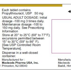 Propylthiouracil 50mg tablets - 100ct