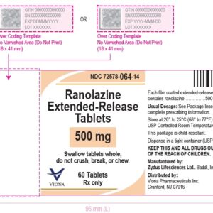 Ranolazine 500mg E-R tablets - 60/btl