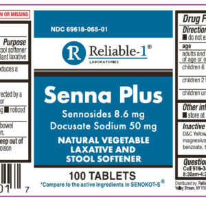 Senna Plus 8.6mg/ Docusate Sodium 50mg tablets - 100ct