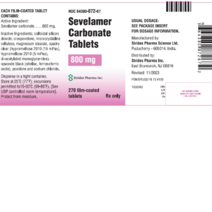 Sevelamer Carbonate 800mg tablets - 270ct