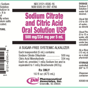 Sodium Citrate-Citric Acid 500-334 mg/5 ml Oral Soln 473 ml