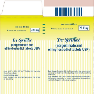 Tri-Sprintec (Norgestimate / Ethinyl Estradiol) Tablets -28 Day -6 BP per Bx