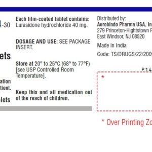 Lurasidone HCl 40mg tablets - 30/btl