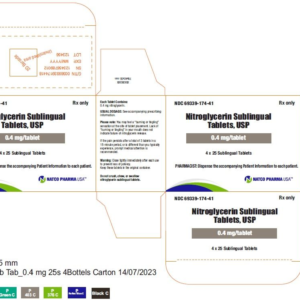 Nitroglycerin 0.4 mg Sublingual Tablets - 4x25ct