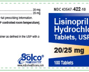 Lisinopril/HCTZ 20mg/25 mg tablets - 100/btl
