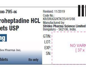 Cyproheptadine HCL 4mg Tablets - 100ct