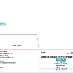 Verapamil 5 mg/2 ml SDV 25/pack