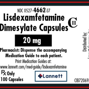 Lisdexamfetamine Dimesylate 20 mg capsules - 100/btl (C-II)