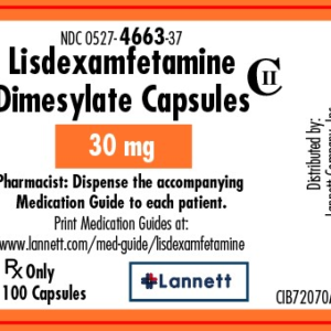 Lisdexamfetamine Dimesylate 30 mg capsules - 100/btl (C-II)