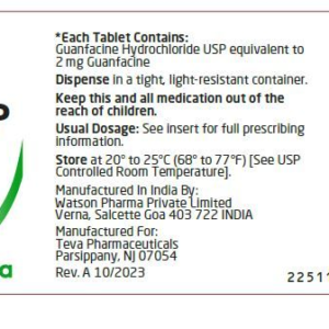 Guanfacine 2mg Tablets -100/ btl