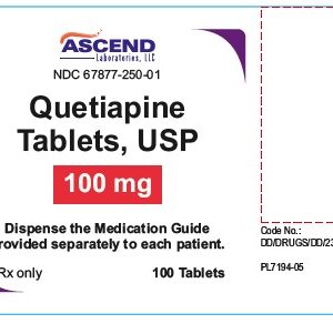 Quetiapine 100mg tablets - 100ct