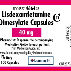 Lisdexamfetamine Dimesylate 40 mg capsules - 100/btl (C-II)