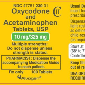 Oxycodone/APAP 10/325 mg tablets - 100/btl (C-II) (CSA 9143)
