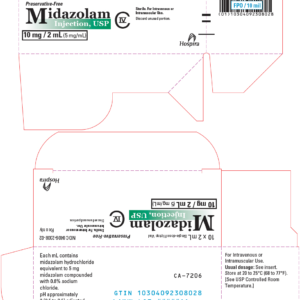 Midazolam 10 mg/2 ml - 10/pack - (C-IV) (CSA 2884)