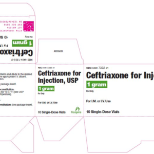Ceftriaxone 1 gram vial - 10/pack