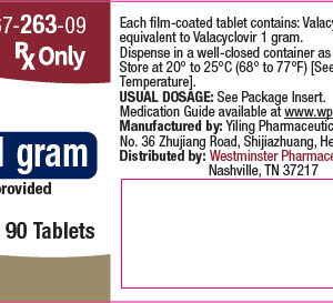Valacyclovir 1 gm Tablets - 90/ct