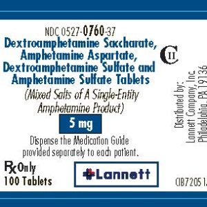 Amphetamine Mixed Salts 5 mg tabs - 100/btl (C-II)