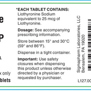 Liothyronine Sodium 25 mcg tablets -90/btl