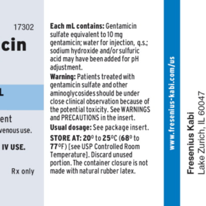Gentamicin Pediatric 20 mg/2 ml Preservative-Free Vials - 25/pk