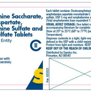 Amphetamine Mixed Salts 20mg tablets - 100/btl (C-II)