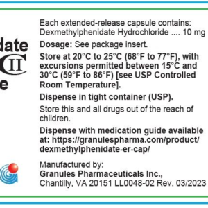 Dexmethylphenidate HCl 10 mg ER caps - 100/btl (C-II) (CSA 1724)