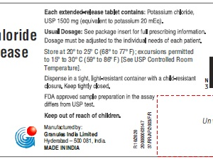Potassium Chloride ER 20 mEq tab - 100 ct