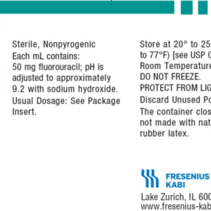 Fluorouracil 500 mg/10 ml vial (SDV) Pk/10