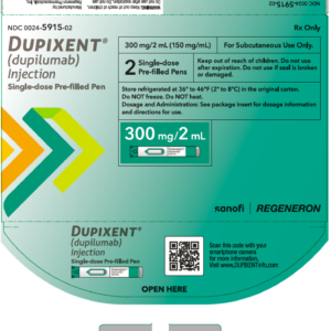 Dupixent 300 mg/2 ml Pre-filled Pen - 2/pack (Refrigerate)