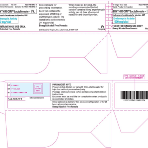 Erythromycin Lactobionate 500 mg/Vial - 10/pk